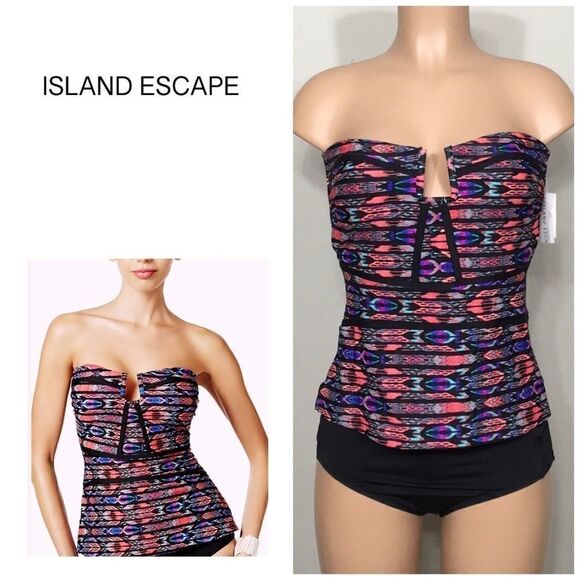 Island Escape bandeau tankini top. NWT - Picture 1 of 8